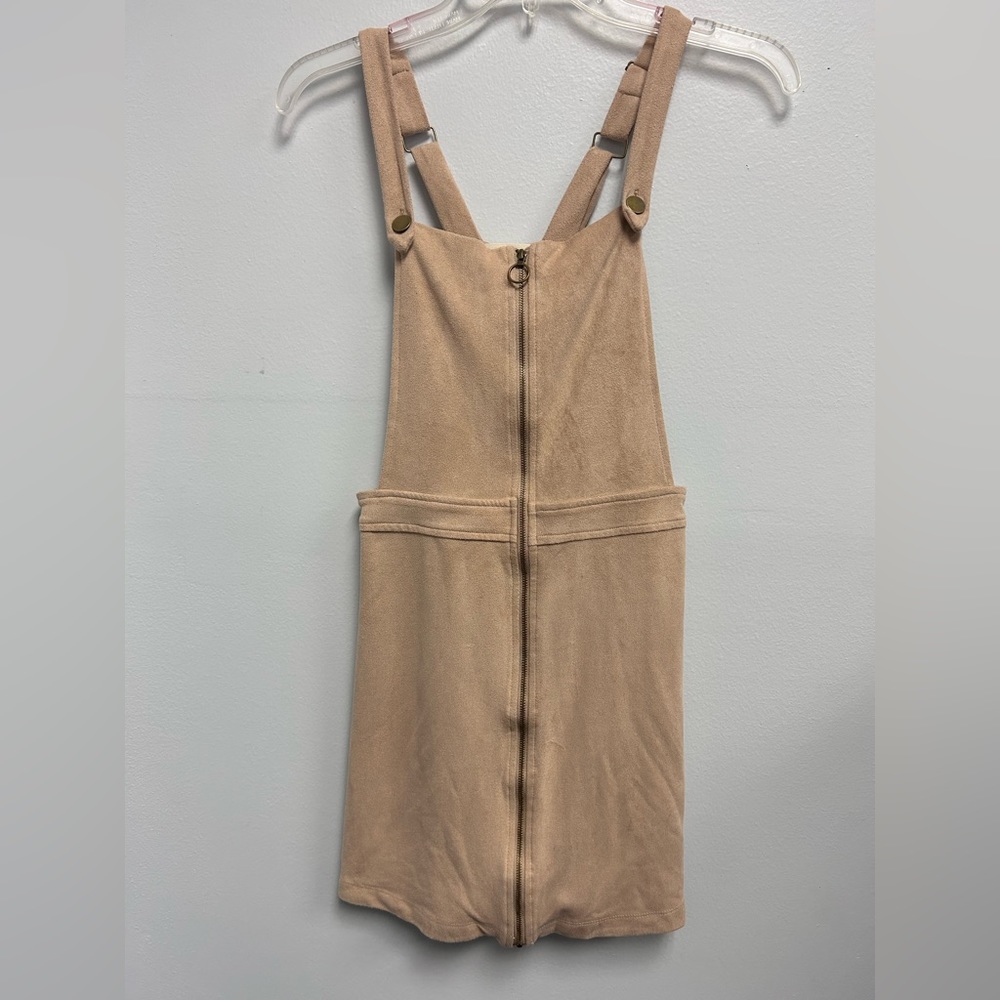 Pie In The Sky Juniors Overall Jumper Dress Full Zip Size Small Beige.